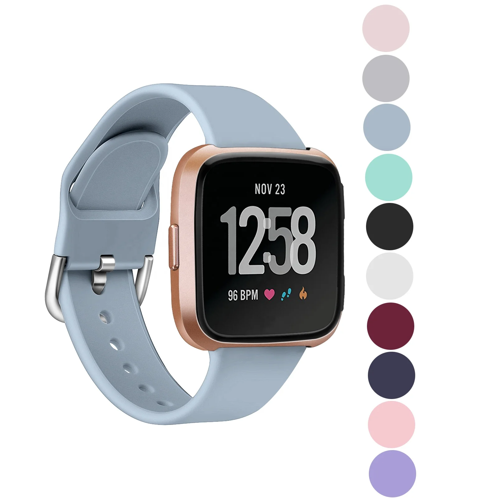 Small 22mm 3 Fashionable Sport Soft Silicone Bands for Fitbit Versa 