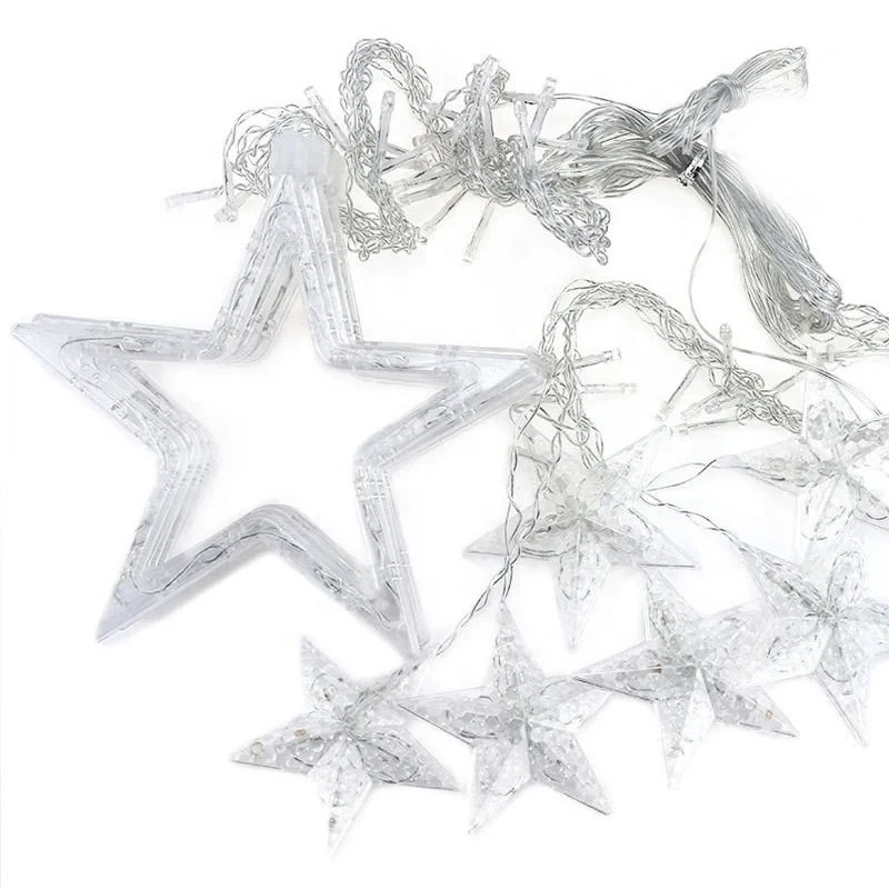 Moon Star String Battery Operated Icicle Fairy Light Multi-Color Christmas and Halloween Party Window Decoration