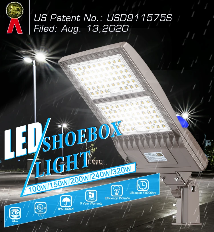 Wholesale UL LED Parking Lot Lights 110v 320W LED Shoebox Light Pole  Fixture Lighting Outdoor Site Street Area Road lamp From