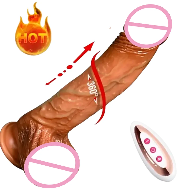 Remote Control Electric Moving Heating Dildo Realistic Lifelike Automatic Thrusting Rotating Wireless Clitoris Dildo Vibrator