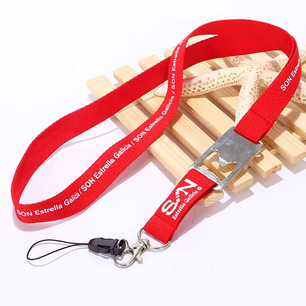 Custom Polyester Bottle Opener Lanyard Fashion Polyester Material Lanyard with Bottle Opener