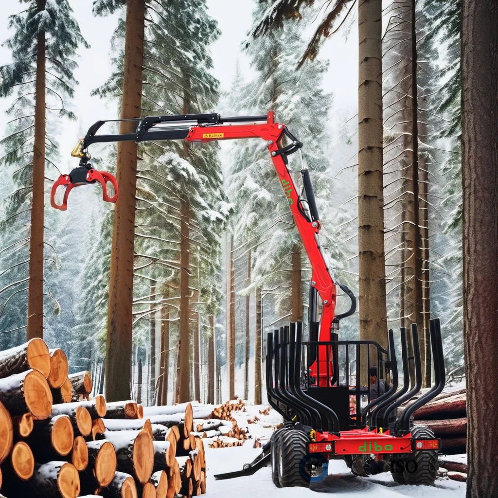 Timber Stack Crane Farm Forest 12ton Tractor Mounted Trailer - Hydraulic Log Grapple Crane