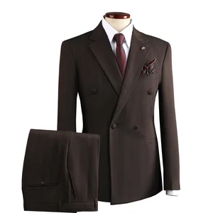 Men's Slim Fit Business Suits 3pcs Formal Jacket Pants Double Breasted Closure Zipper Fly Flat Front Style Anti-Wrinkle