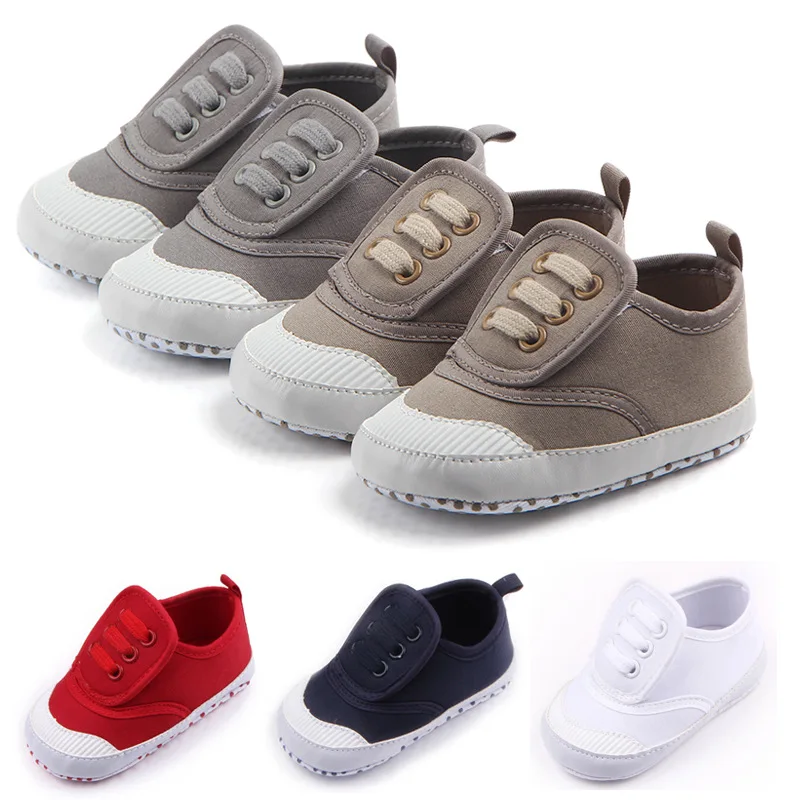 Unisex Baby Boys Girls Lace up Sneaker Soft  Sole Newborn Infant First Walkers Canvas Denim Shoes