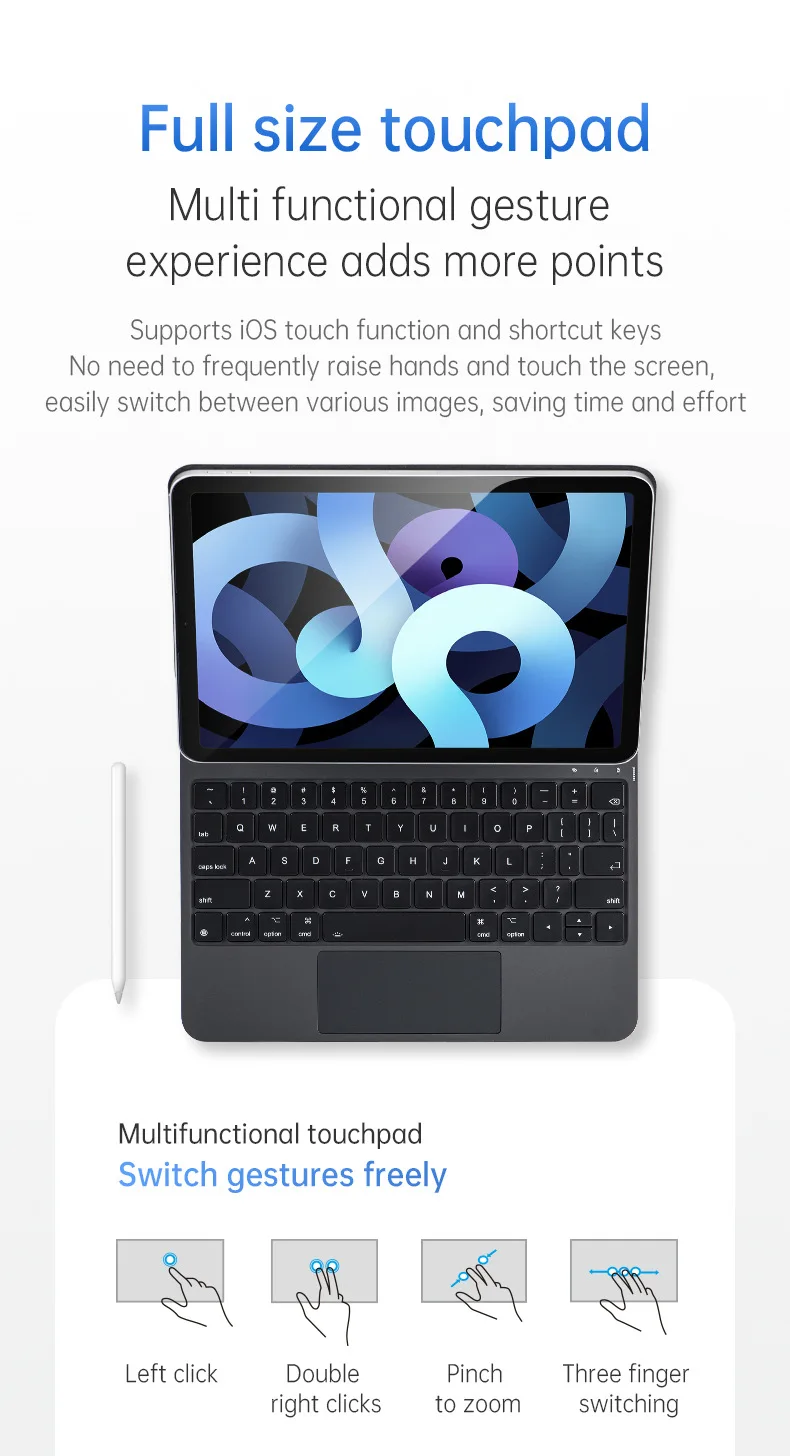 product magic keyboard case for ipad magnetic floating bluetooth keyboard with stain resistant pu leather coverlaudtec-5