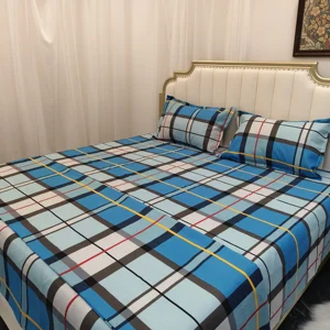 Wholesale 4Pcs  Bed Sheet Set Queen Size Floral Striped Pattern Soft Flat Sheet for Hotels Hospitals Home