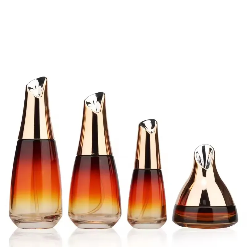 Oem luxury glass bottles 100g 50ml 120ml 150ml Irregular spoon shape custom cosmetic packaging  cosmetic glass set