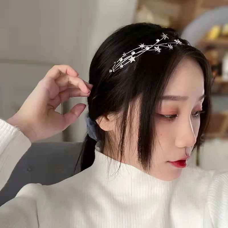 Обруч для волос в форме звезды Европейского типа из сплава милых девушек обруч свадебное украшение свадебная корона