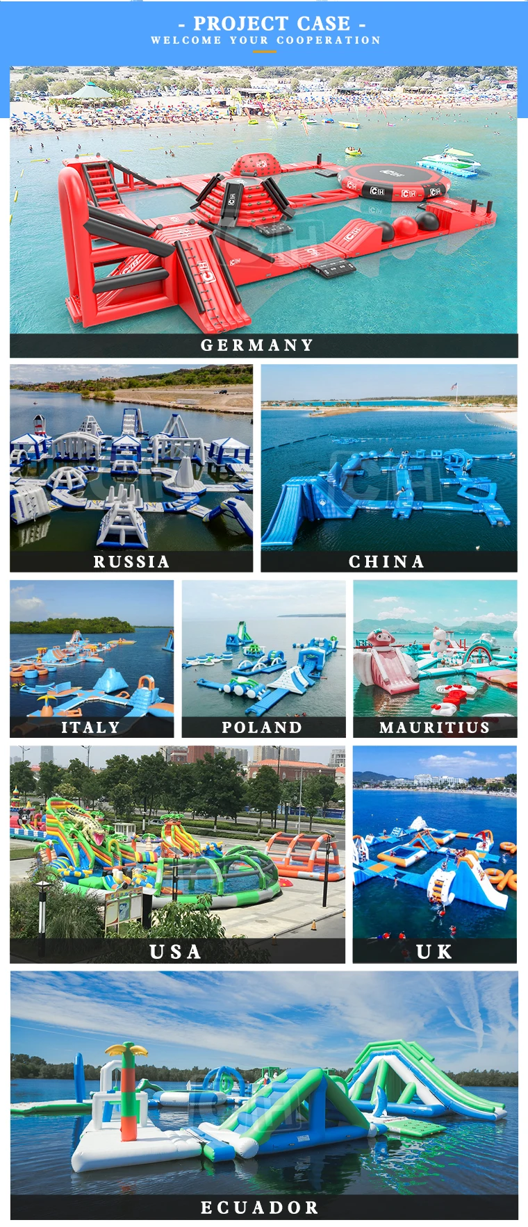 CH Outdoor Inflatable obstacle floating Aqua Park Castle Slide for Kids Water Park Platforms and Platforms Water Park Slide manufacture