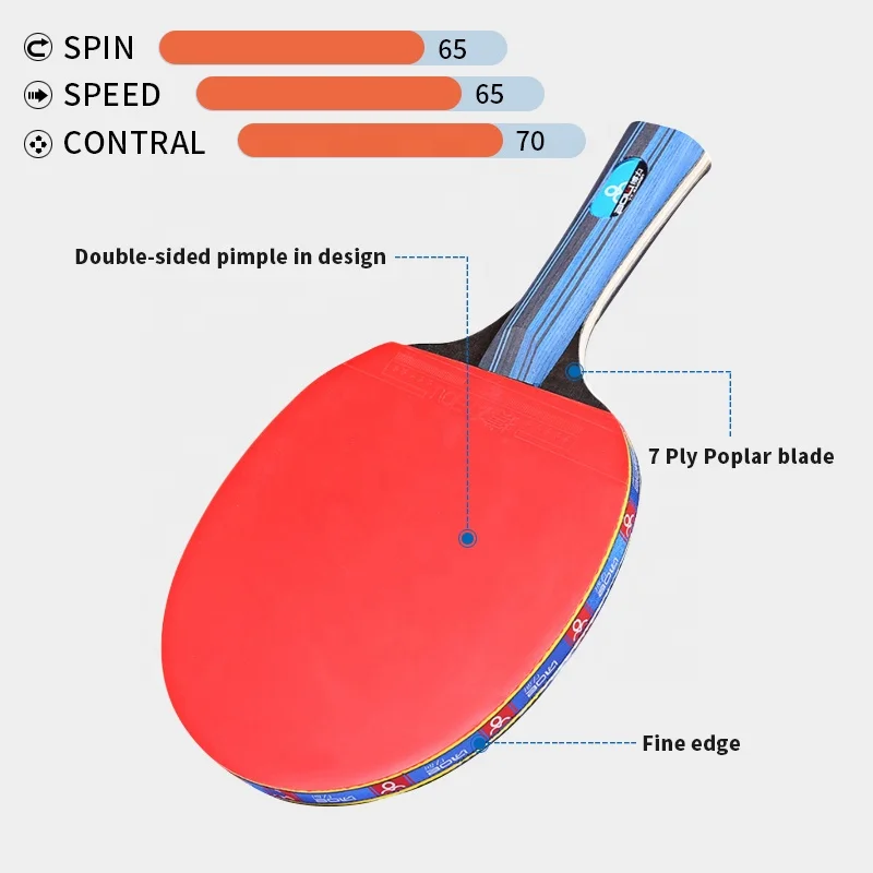 Boli Professional Table Tennis Racket Set Wood and Rubber Ping Pong Bat Paddle for Sport Use