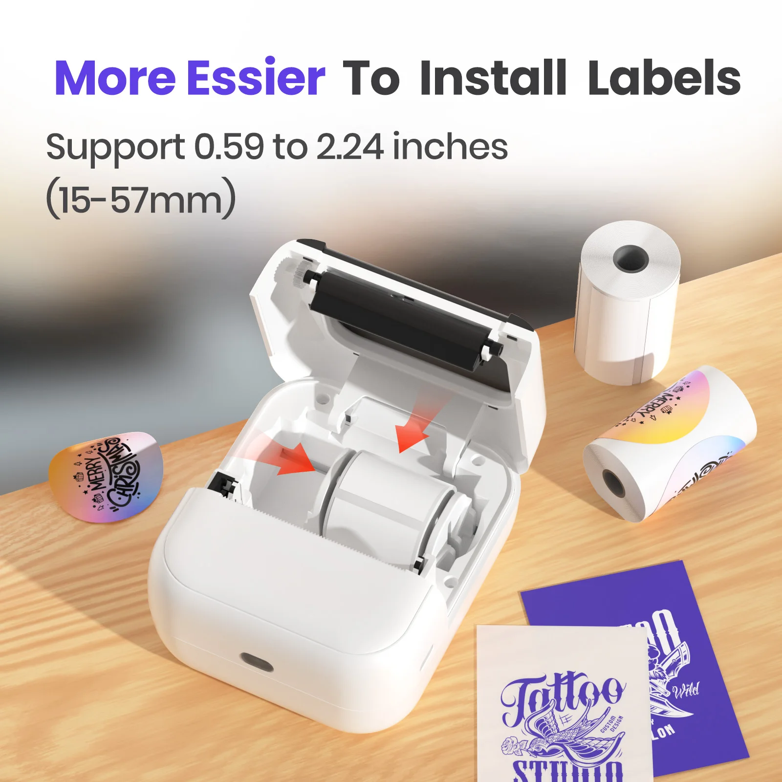 c50 luck jingle c50 mini portable for thermal printer 200dpi 58mm paper label tattoo photo printing 1200mah battery stock-2