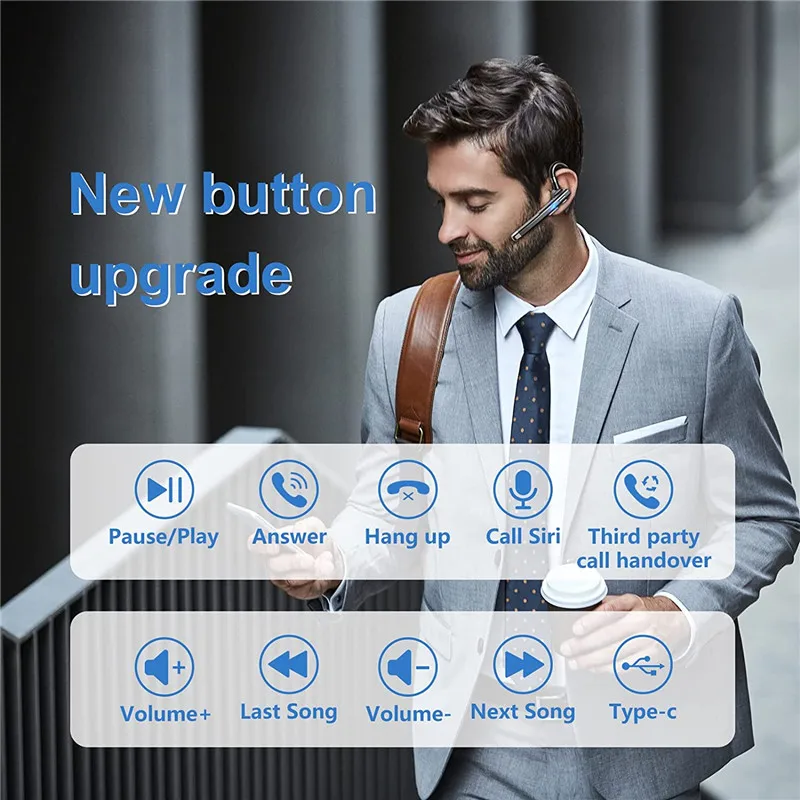 Hands-Free наушники-вкладыши микрофон с чистым звуком, BT5.1 гарнитура Беспроводные наушники для бизнес офисные драйвер