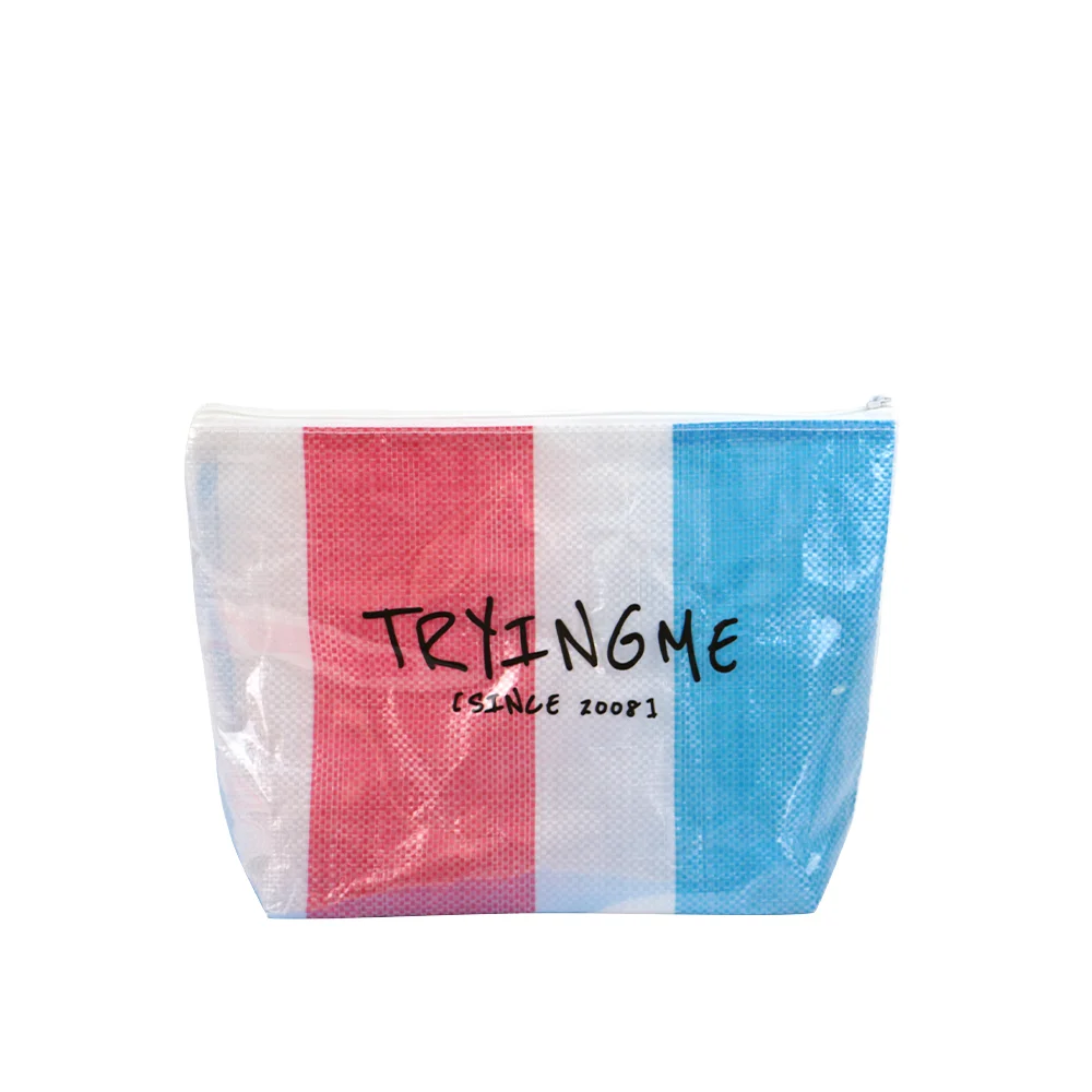 New Fashion Women's Striped PVC Woven Handbag with Zipper Closure Hot Summer Makeup Bag Cosmetic Bag & Case