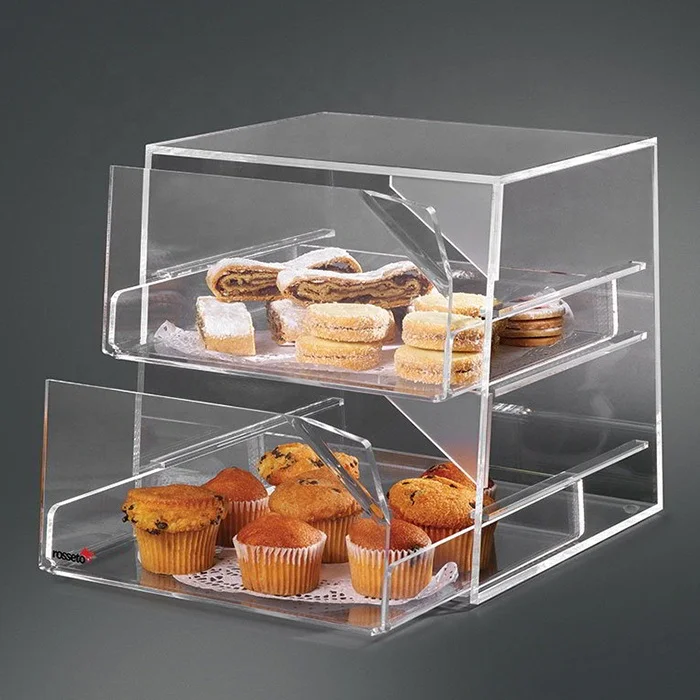 Acrylic Pastry Display Case with 3 Removable Trays Donut Macaron Cookies  Food Lucite Storage Cabinet