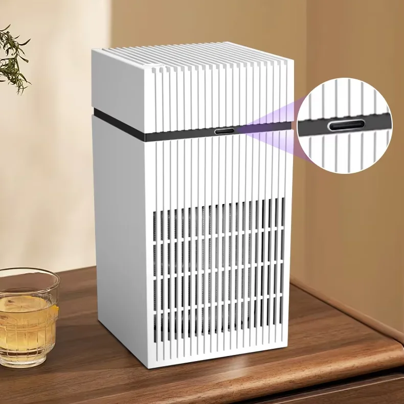 Modern Tower-Shaped Air Purifier Vertical Grid Filtration System with HEPA Filter Odor Eliminator for Living Room Bedroom Pet