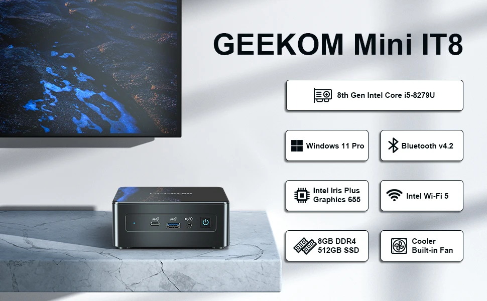 Mini Pc,Geekom Mini It8 In-tel I5-8279u Mini Desktop Computer 16gb