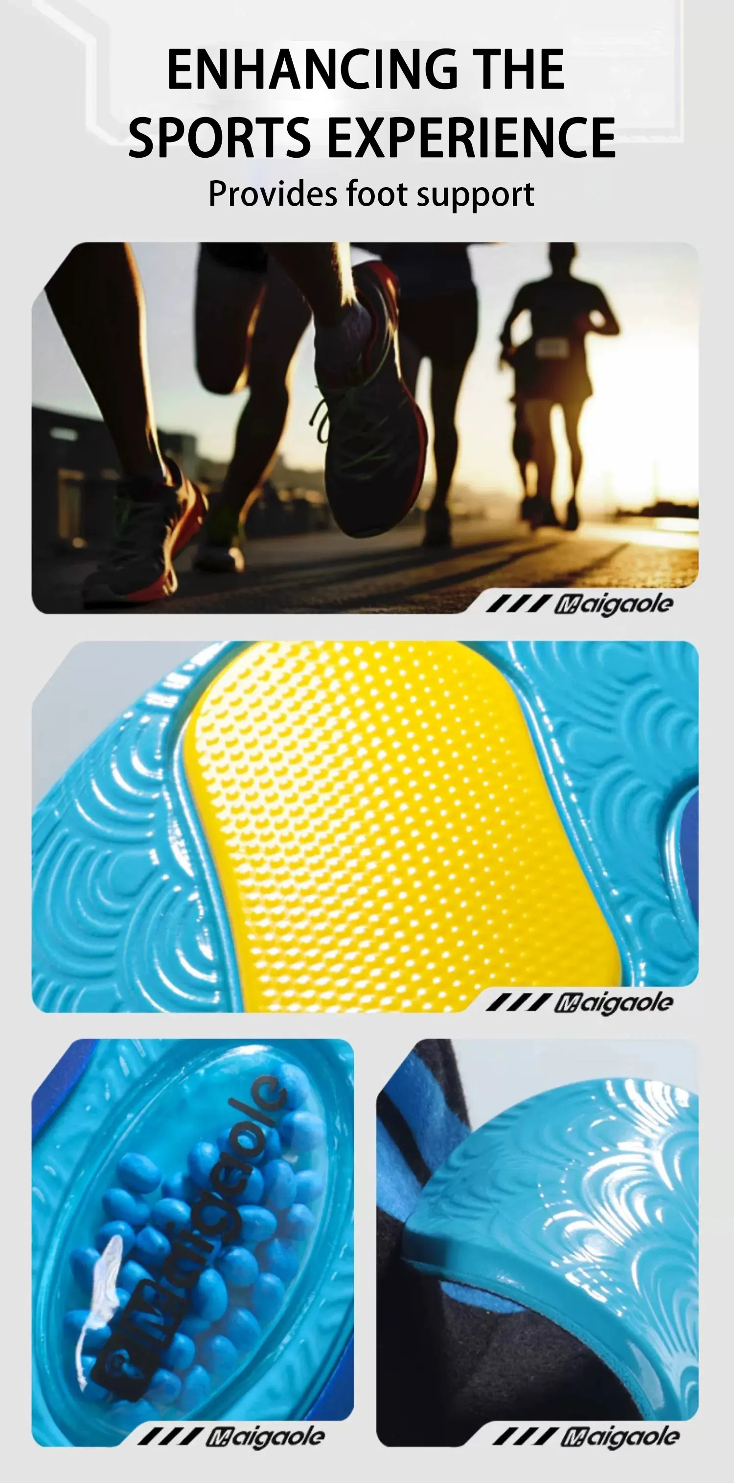 Air Cushion Heel Shock-Absorbing Sports Insoles with Arch Support