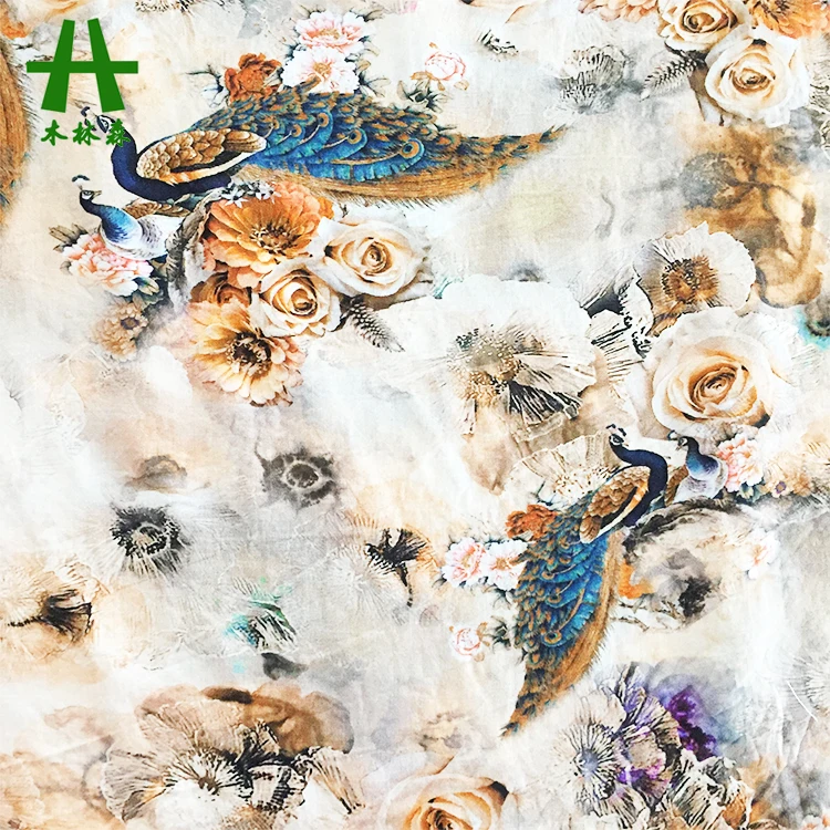 Ткань Mulinsen ткань 45s/30s вискоза для платья с цифровым принтом