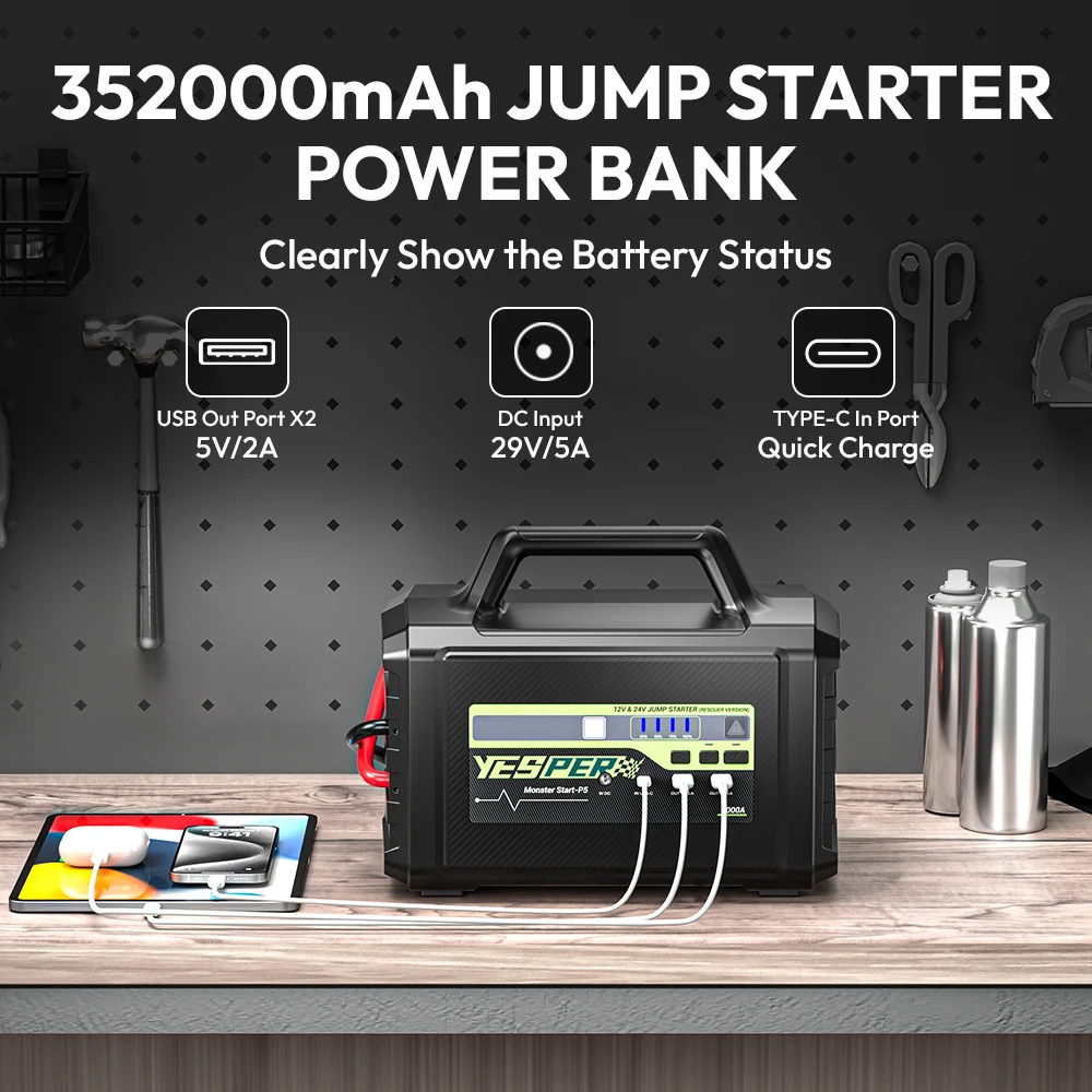 Yesper P5 8000A Peak Current Jump Truck Starter - 352000mah
