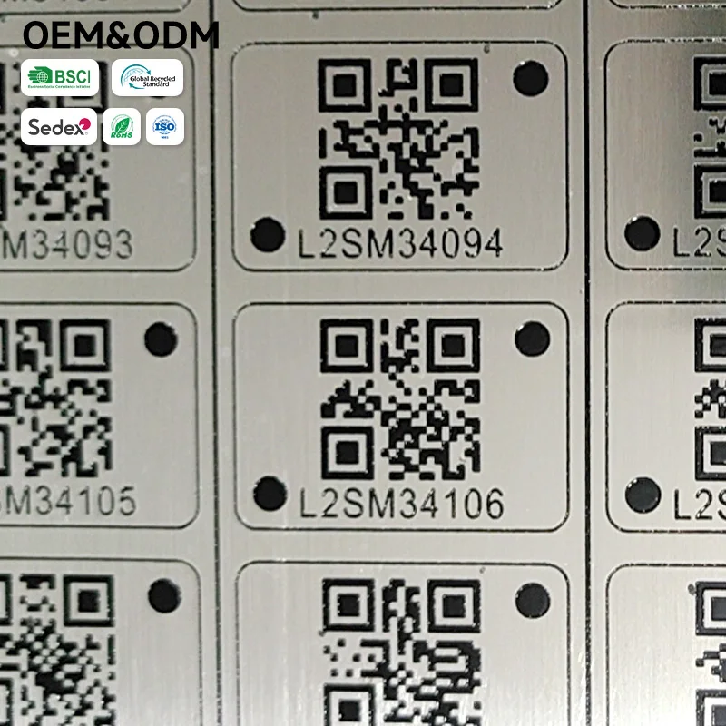304 316 Stainless Steel Permanent Etched Serial Number Industrial Equipment Inspection Labels Asset Tracking QR Code Tags
