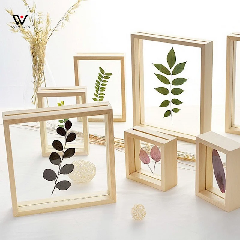 2021 Natural Wood Finished Decorative Double Sided Glass Float Frame Buy Double Sided Glass 1039