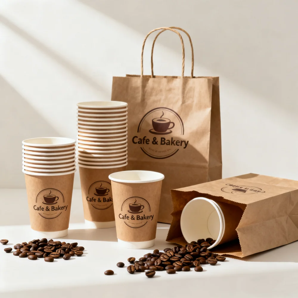 Free Sample Custom Logo Size Cafe Paper Disposable Foldable Butterfly Cup Kraft Hot Drink Cup No Lids Easy Drinking