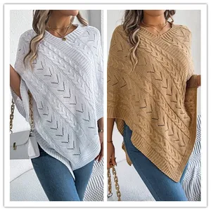 New Autumn and Winter Women's Casual Solid Color Drawstring Loose Cape Sweater Jacket