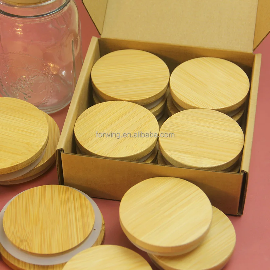 Hot Selling Bamboo and Wooden Lids Set Accepts Custom Wood Bamboo Cover for Glass Candle Mason jars supplier
