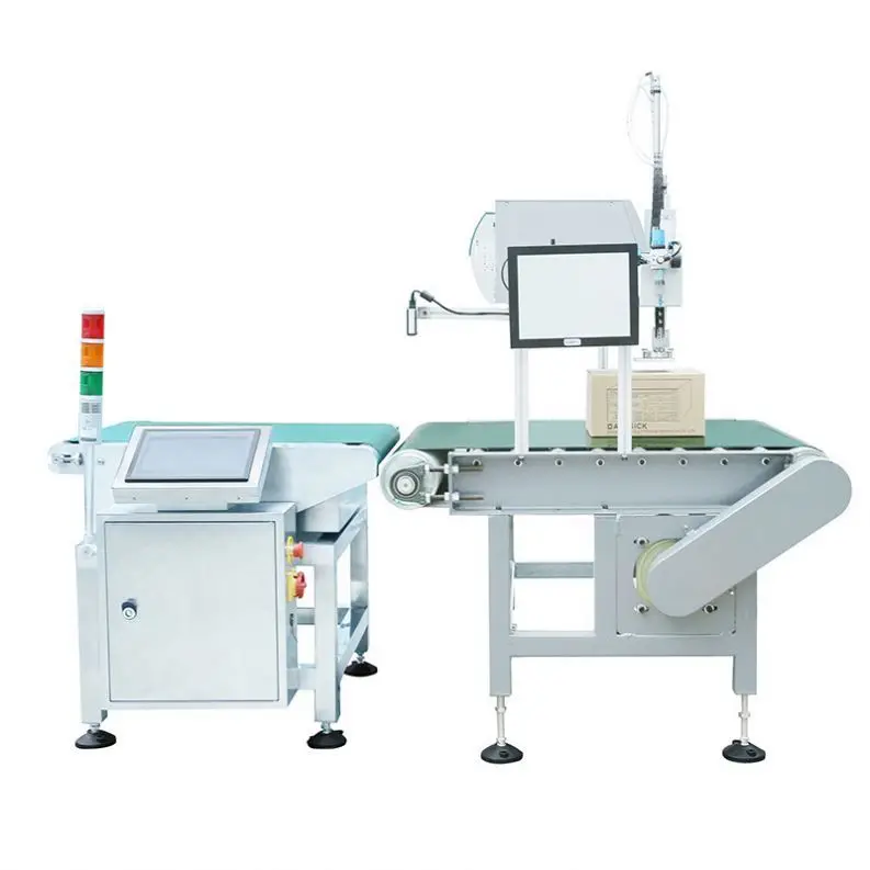 TEBAK Electronic Belt Scale Production Line Barcode Flat Label Printer Fruit Vegetable Weighing Printing Labeling Machine