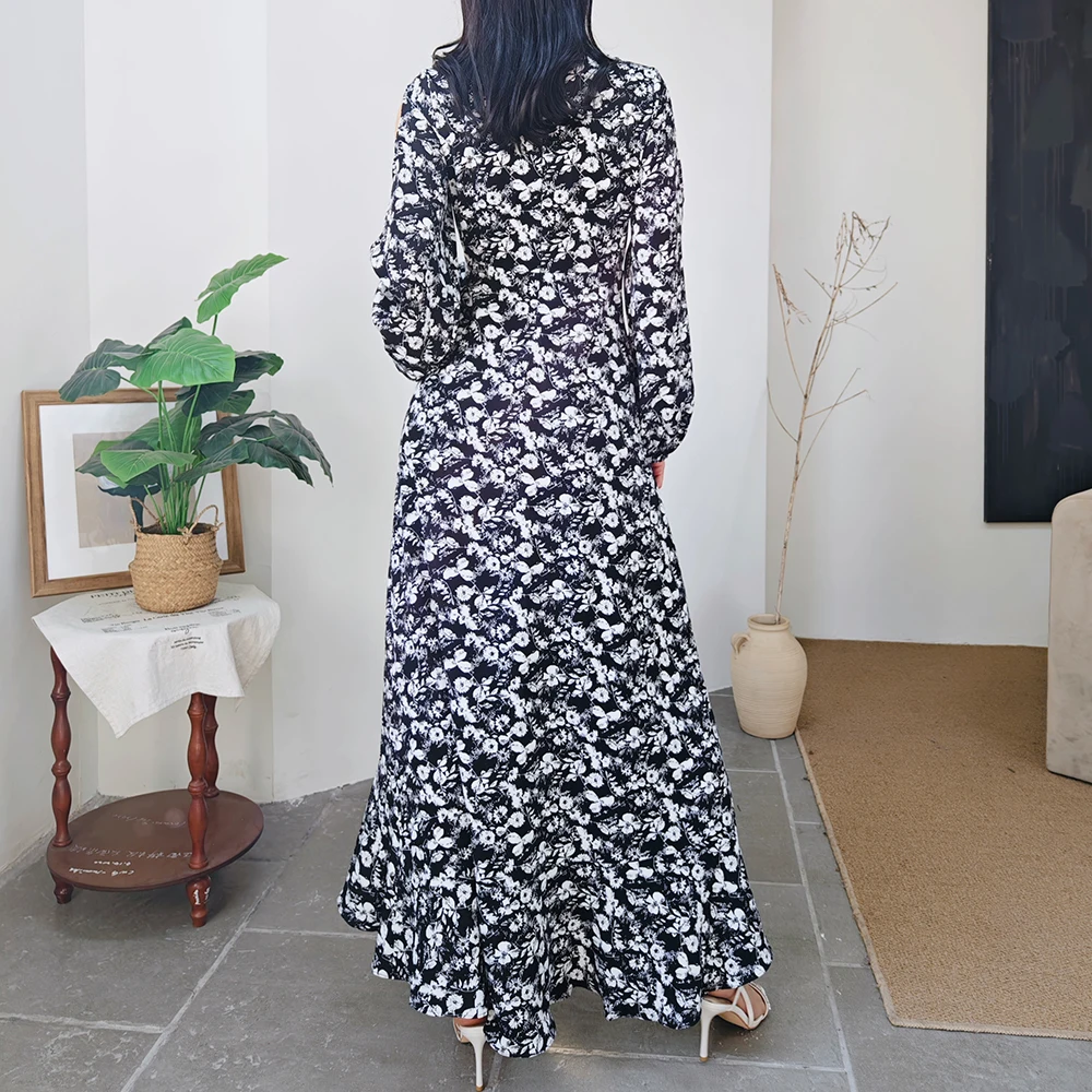 Black Cheap Long Frock Dress With Long Sleeve Modest Formal Bangkok