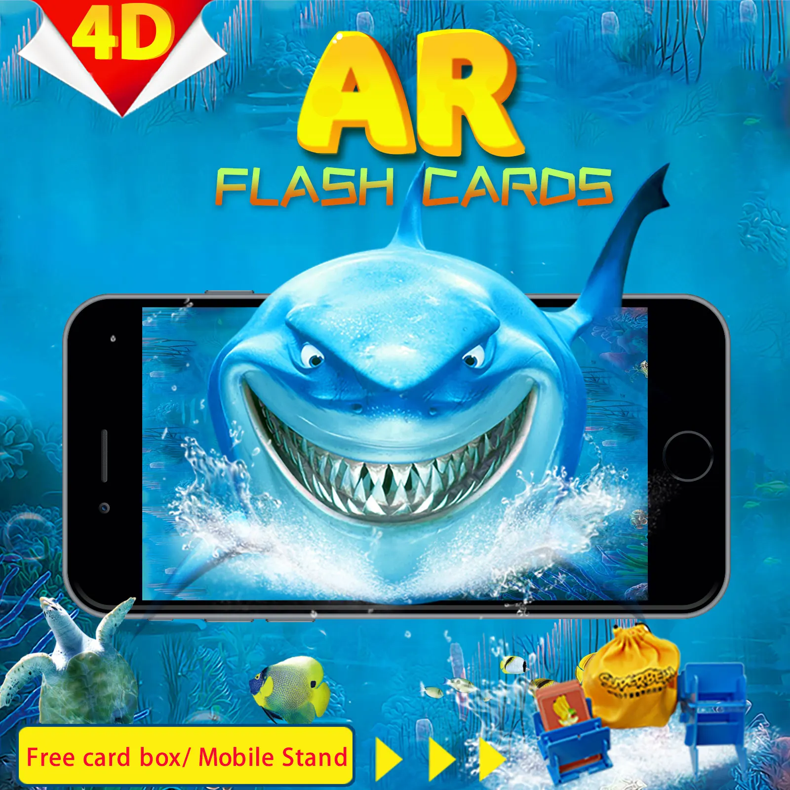 AR Flash Cards Multi-function 3D AR Educational Learning 4D Magic Cards Children's Educational Animal Toy Card