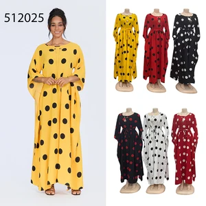 Wholesale New Summer Women's Plus Size Dot Long Sleeve Breathable Muslim Robe Dress