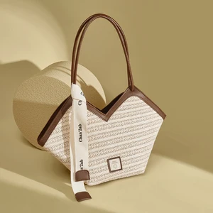 Customized new erxquisite design Handmade woven handbag large capacity woven shoulder bag women travel beach handbag bag