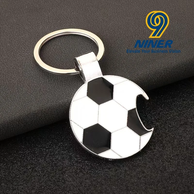 New Designer Zinc Alloy Metal Keychains Football Soccer-Themed Bottle Opener Keychain Silk Screen Printed Cute Fashion Trend preview 4