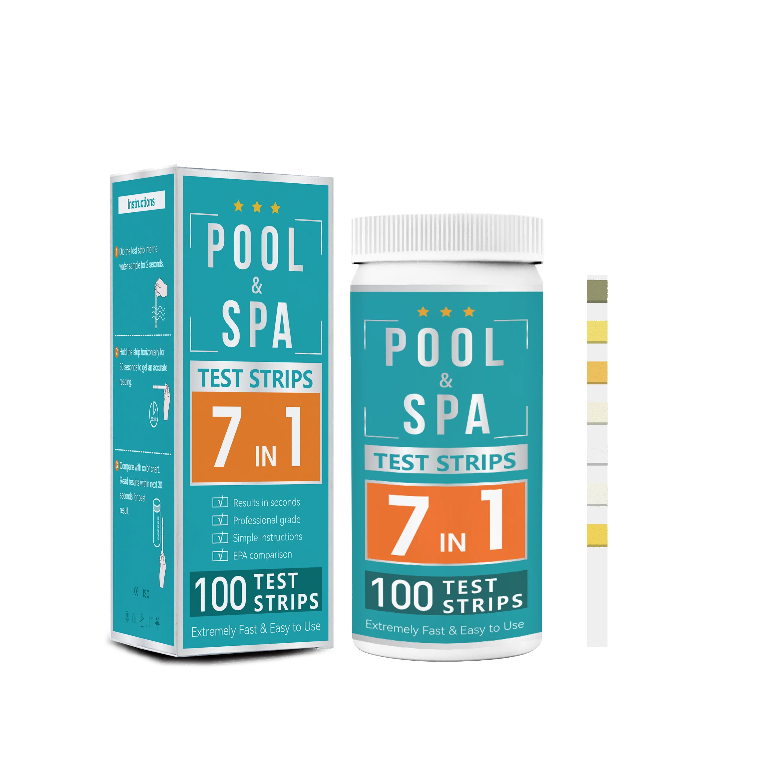 7 Way Swimming Pool Water Quality Test Strips Test Strip For Water Test ...