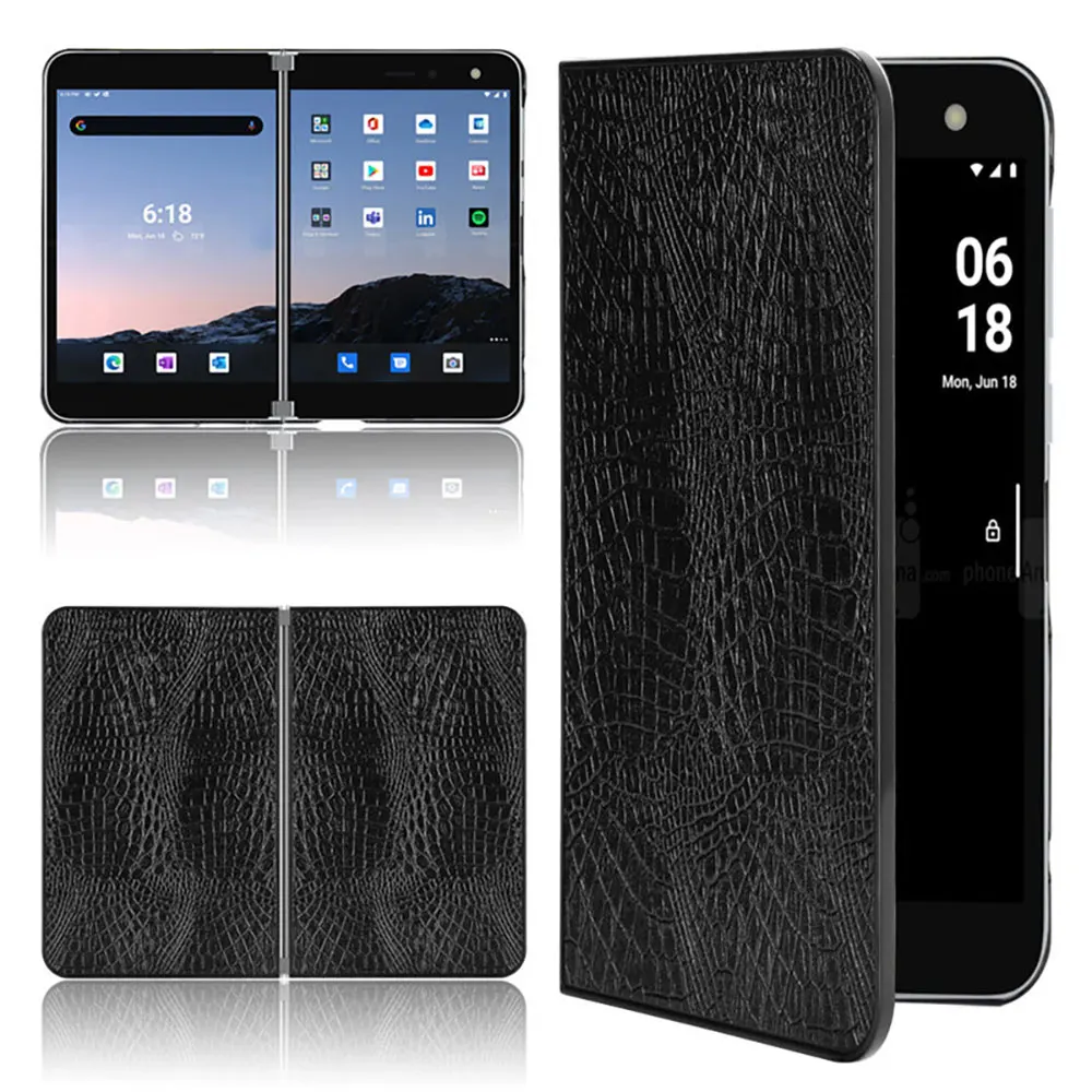 Crocodile Pattern Full Hard Leather Business Simple Tpu Pu Mobile Phone Case Foldable Cover For Microsoft Surface Duo1/2