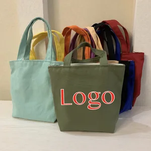 12oz Canvas Zipper Shopping Bag Custom Logo Print Travel Daily Use Solid Outdoor Picnic Storage Lunch Bag with Handle