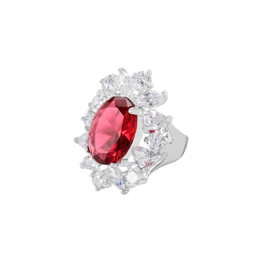 natural ruby couple promise ring engagement 925 sterling silver rings Women bridal wedding diamond ring