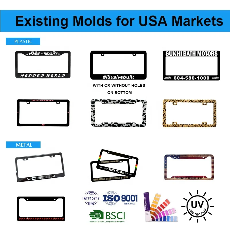 Customized Logo Plastic Car License Plate Frames Car Number Car License Plate Frame Metal License Plate Cover