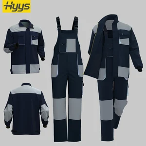 Wear Resistant Mining Work Suits Jacket and Bib Pants Construction Work Uniforms with Multi Pockets Men Workwear