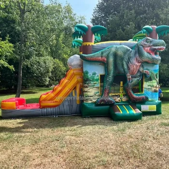 Large Dinosaur Themed Dry Combo Inflatable Bouncer Bouncy Castle with Slide for Kids for Trampoline Park Backyard Entertainment