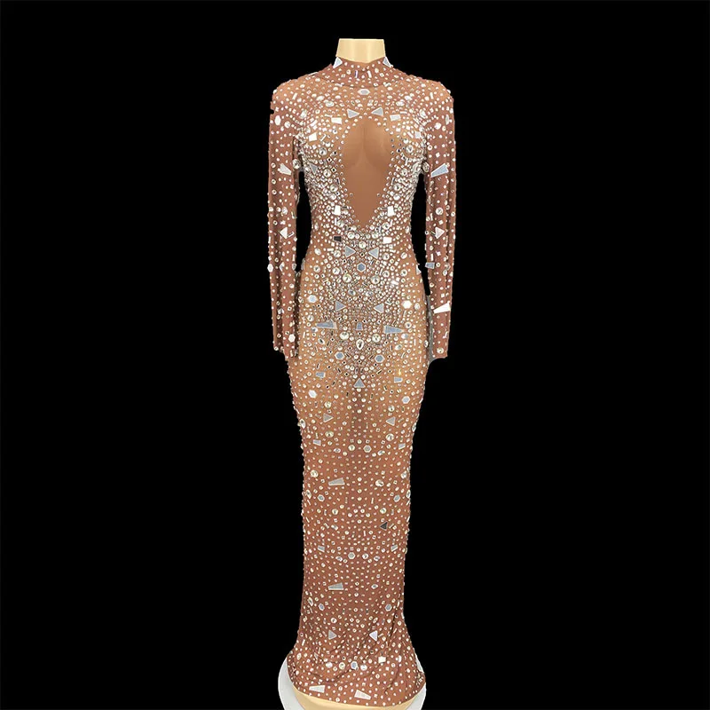 NOVANCE Y1995 High Collar Long Sleeve Rhinestone Lens Evening Luxury Dress Elegant Long Party Dress Diamond Sequin Body Dress NOVANCE Y1995 High Collar Long Sleeve Rhinestone Lens Evening Luxury Dress Elegant Long Party Dress Diamond Sequin Body Dress