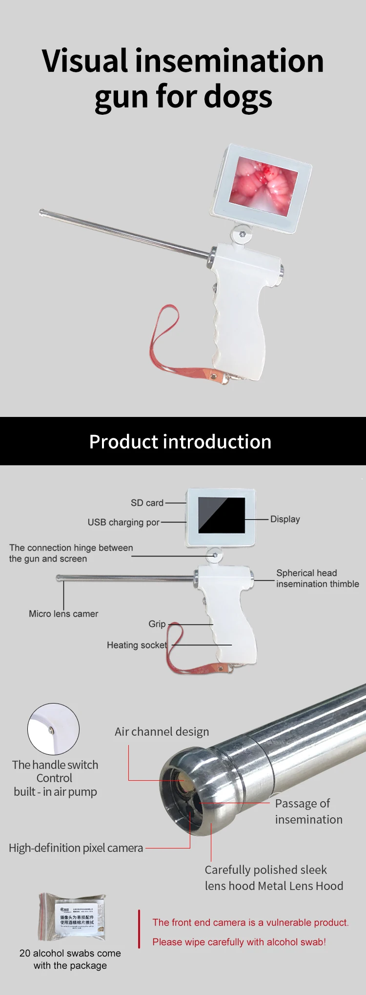 Tragbares hand gehaltenes visuelles Infusion system fr Hunde Knstliche  Befruchtung pistole fr Pferde kuh