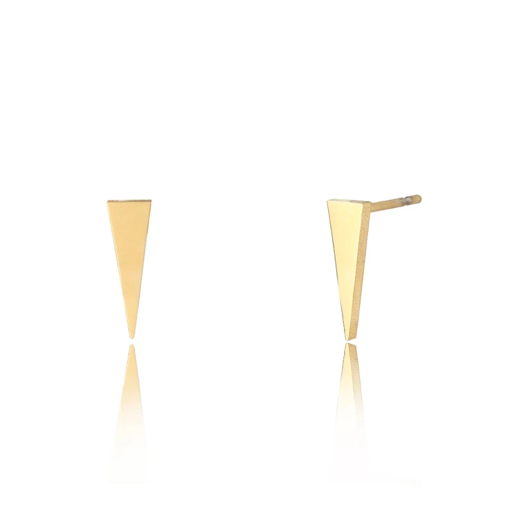 Trendy Inverted Triangle Fine Stud Earrings Small Hypoallergenic  316L 18K Gold Plated Stainless Steel Earrings for Women