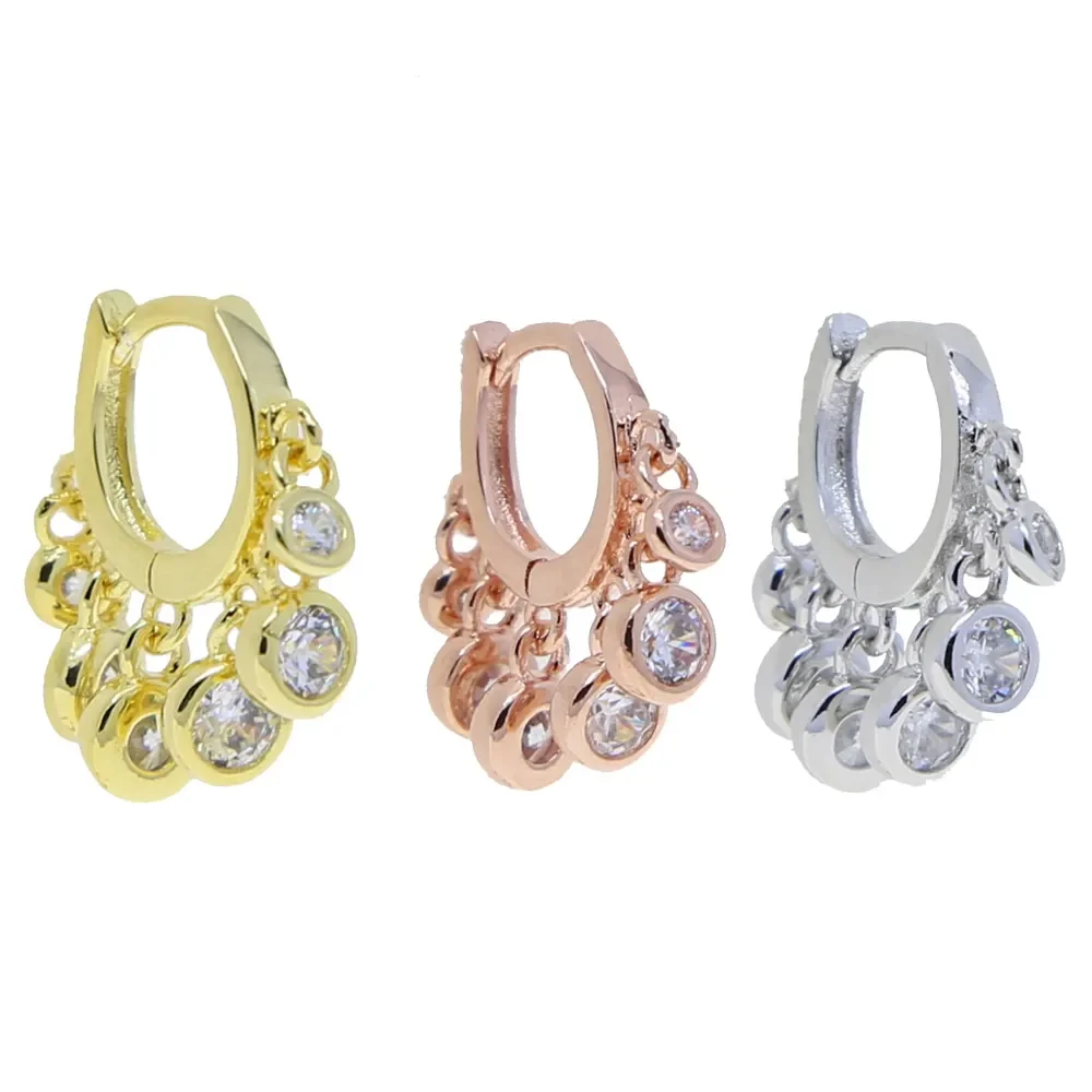 Multi Piercing Mini Hoop Rose Gold Gold Wholesale Women Jewelry 2023 New Design Round Charm Hoop Earring