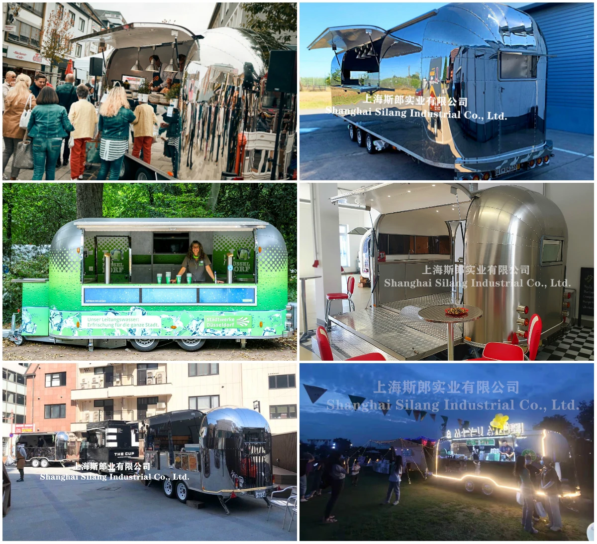 Airstream mobile camper kitchen pizza trailer with various cooking equipments salad refrigeration churro coffee food cart manufacture