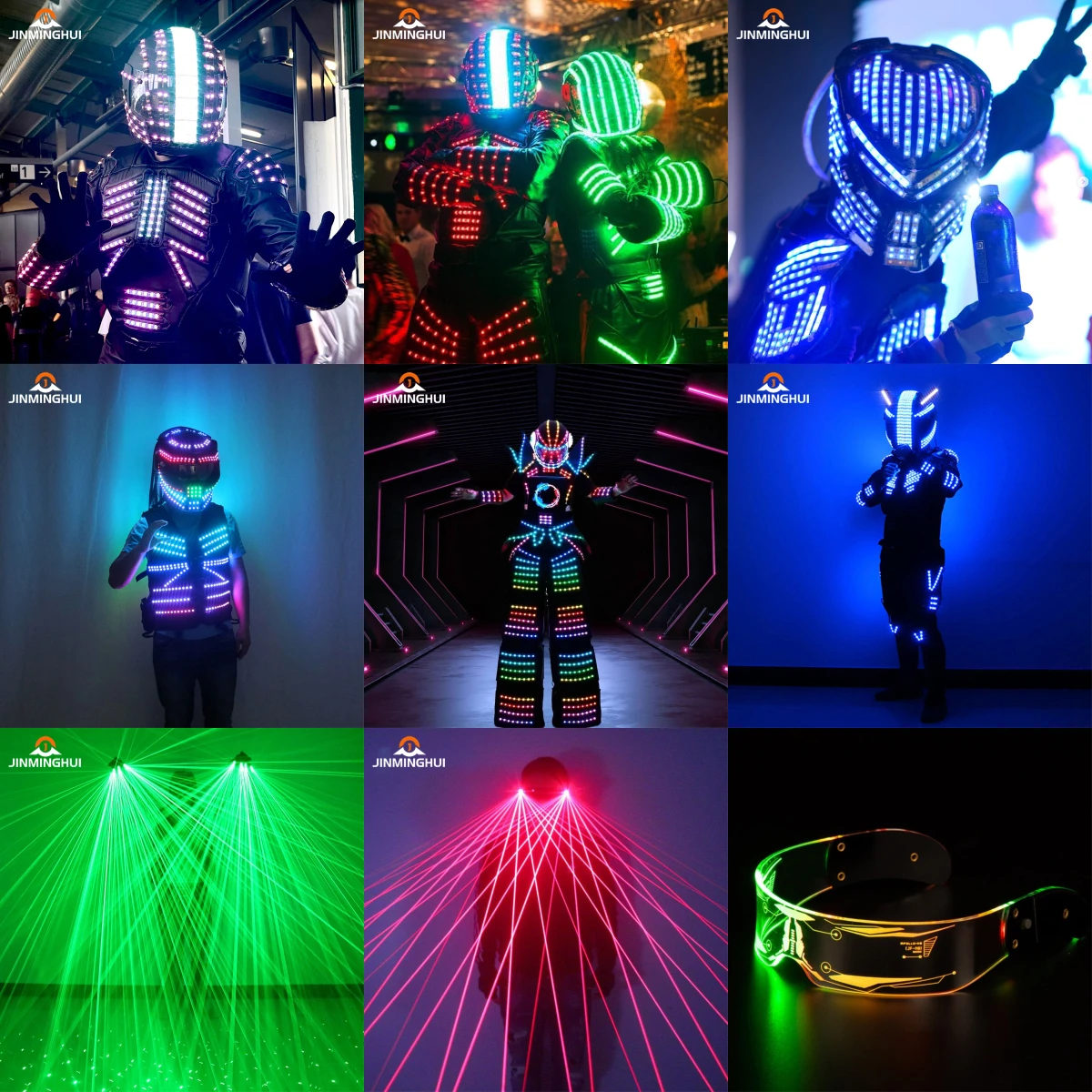 LED Robot Costume with Remote Control Glowing Clothes and