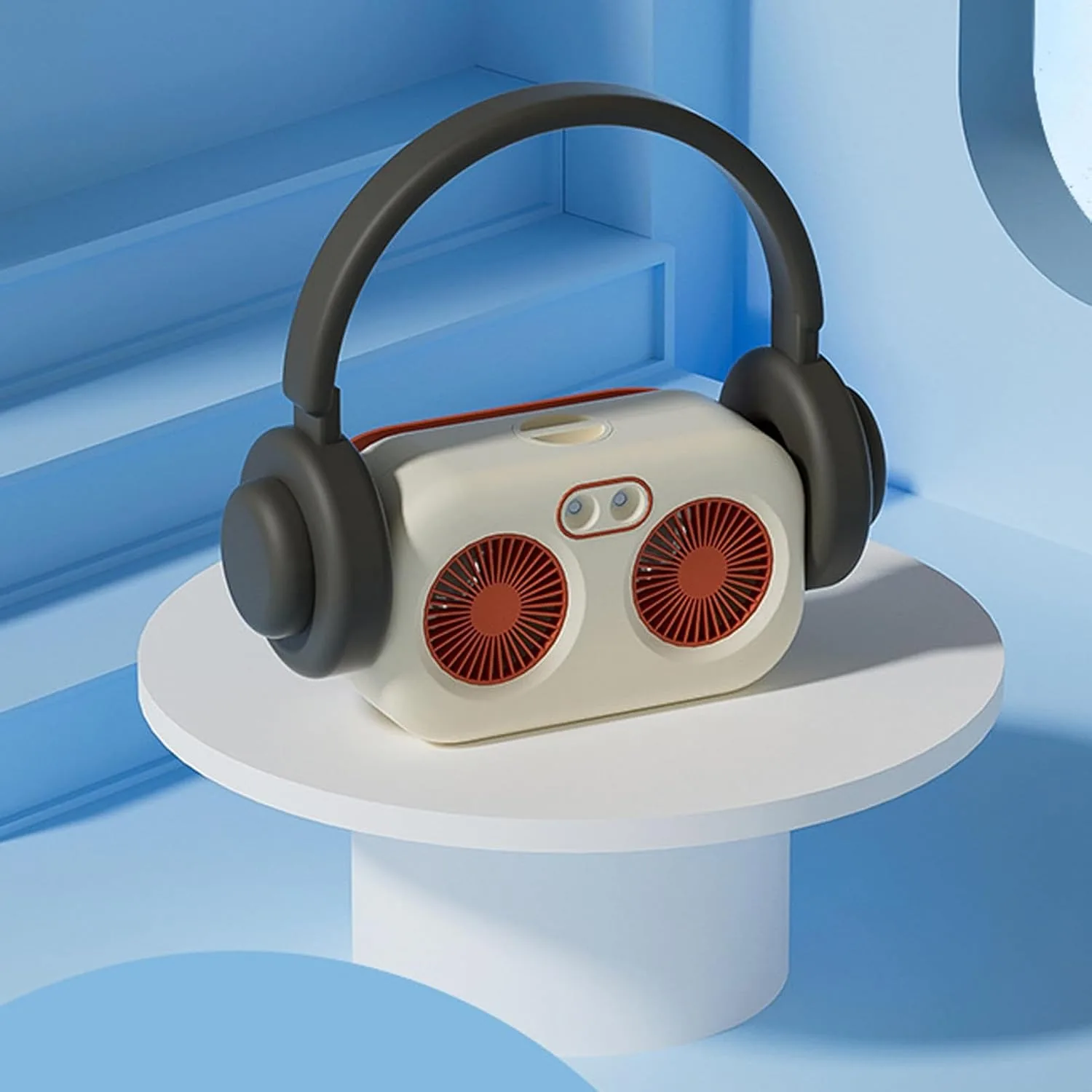Neuer, kreativer und niedlicher Tischventilator mit zwei Sprühköpfen, Luftbefeuchtung und Tragegriff – Mini-Klimaanlage mit zwei Ventilatoren – ideales Sommergeschenk_voghion.com