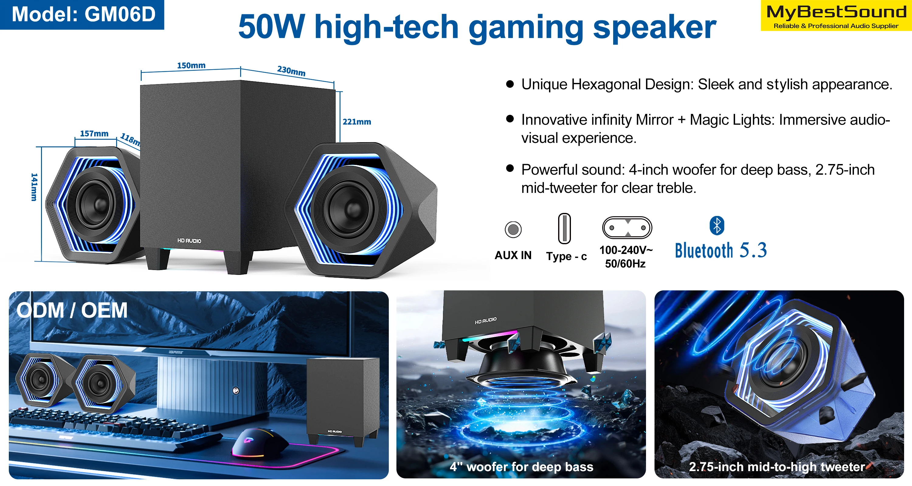 2025 New 2.1 RGB LED Mini Desktop Gaming PC Computer Speaker with ...