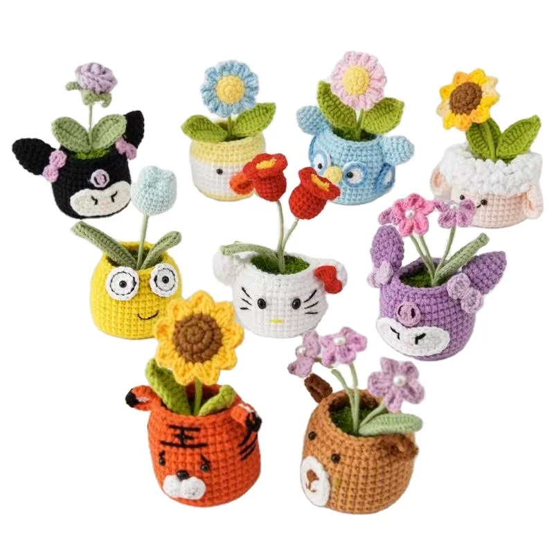 Undertake Customization Handmade Emotional Support Spoof Crochet Dolls Pickled Cucumber Potato with Positive Card Crochet Clasp